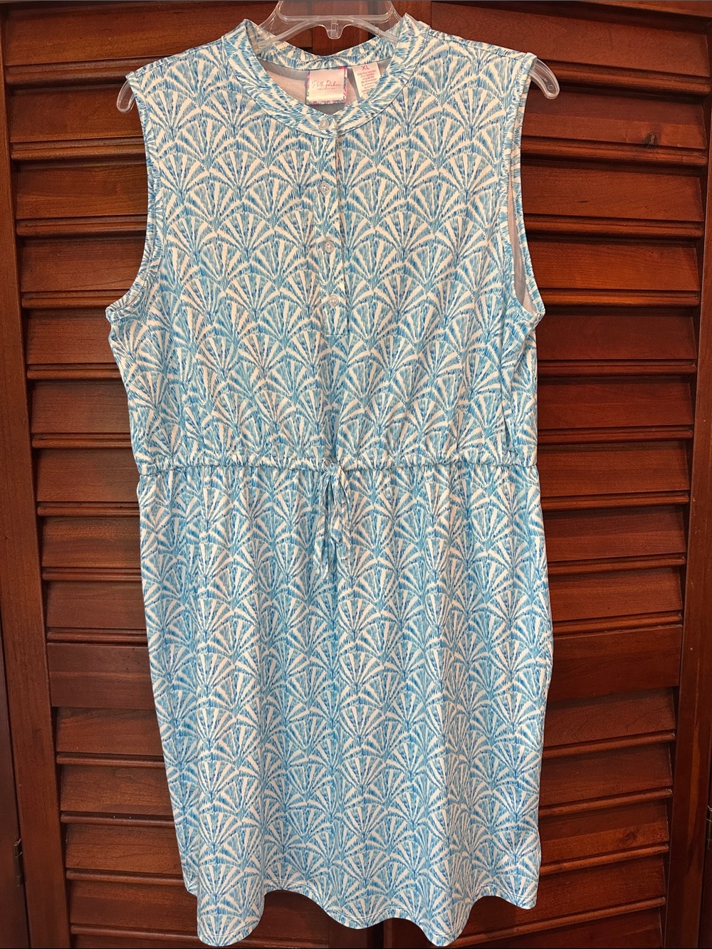 Stella Parker Sleeveless Blue & White Patterned Shift Dress